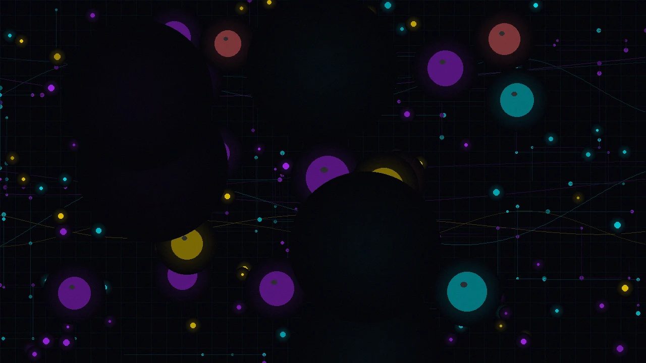 刮刮乐量子彩境数据演算平台首屏背景——量子计算机内部数据流穿梭节点网络